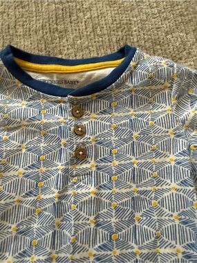 Burt’s Bees Baby Organic Cotton Geometric Print‎ Romper 18M Blue Yellow